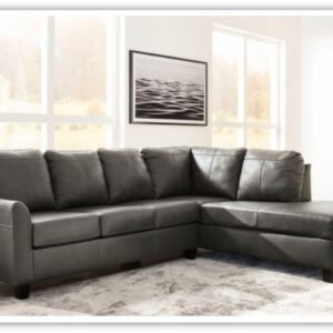 Modern Heritage Valderno L-shaped Leather Sectional Sofa in Dark Gray